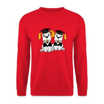 Dogs School Graduation Certificate Gymnasium College Abi - Unisex Sweatshirt - red - Front - Alina (178cm) & Michal (187cm)
