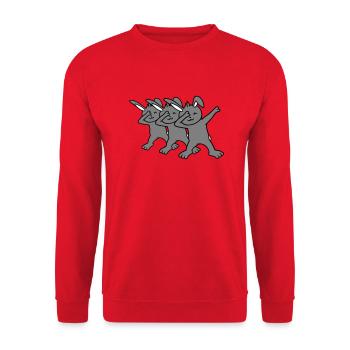 3 Bunnies Dabbing Dab Dance Pose Dancing Party Celebrate - Unisex Sweatshirt - red - Front - Alina (178cm) & Michal (187cm)