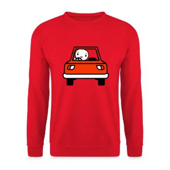 Vogel Auto fahren Autofahrer Führerschein mobil - Unisex Pullover - Rot - Vorne - Alina (178cm) & Michal (187cm)