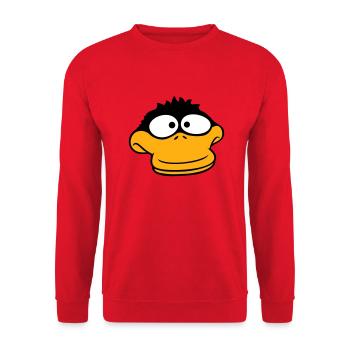 Duck looks funny goofy anxious confused comic - Unisex Sweatshirt - red - Front - Alina (178cm) & Michal (187cm)