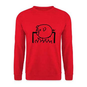 Porc Barbecue - Line - Sweat-shirt Unisexe - rouge - Devant - Alina (178cm) & Michal (187cm)