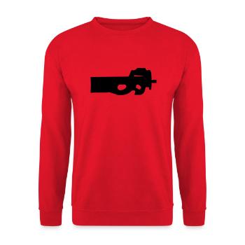 gun rifle pistol weapon military m16 - Sweat-shirt Unisexe - rouge - Devant - Alina (178cm) & Michal (187cm)