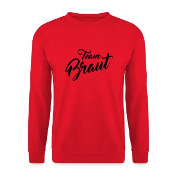 Team Braut - Unisex Pullover - Rot - Vorne - Alina (178cm) & Michal (187cm)