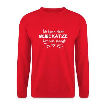 Katze hat nein gesagt - Unisex Pullover - Rot - Vorne - Alina (178cm) & Michal (187cm)