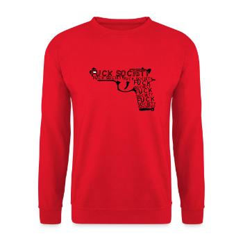 fuck Society Pistole Revolver Revolver - Unisex Pullover - Rot - Vorne - Alina (178cm) & Michal (187cm)