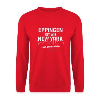 Eppingen ist wie New York - Unisex Pullover - Rot - Vorne - Alina (178cm) & Michal (187cm)
