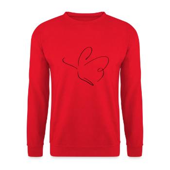 Schmetterling Line Art - Minimalistisch - Unisex Pullover - Rot - Vorne - Alina (178cm) & Michal (187cm)