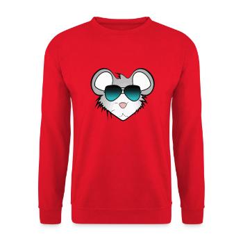 Souris avec lunettes de soleil Illustration Cadeau - Sweat-shirt Unisexe - rouge - Devant - Alina (178cm) & Michal (187cm)