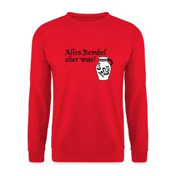 Alles Bembel oder was? #FrankfurtLiebe #FFM #069 - Unisex Pullover - Rot - Vorne - Alina (178cm) & Michal (187cm)