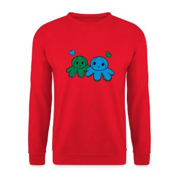 Octopus 2 1 happy - Unisex Sweatshirt - red - Front - Alina (178cm) & Michal (187cm)