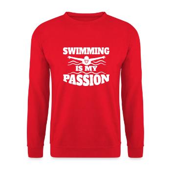 Swimmer Swimming Club Swimming Mrs. Schwimmer - Unisex Sweatshirt - red - Front - Alina (178cm) & Michal (187cm)