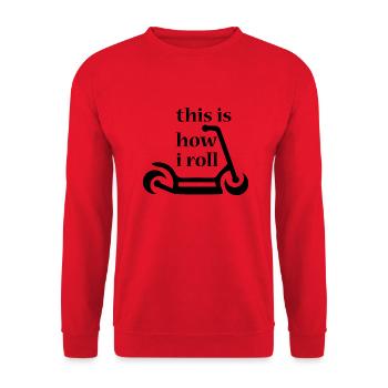 E-Scooter Scooter - Unisex Sweatshirt - red - Front - Alina (178cm) & Michal (187cm)