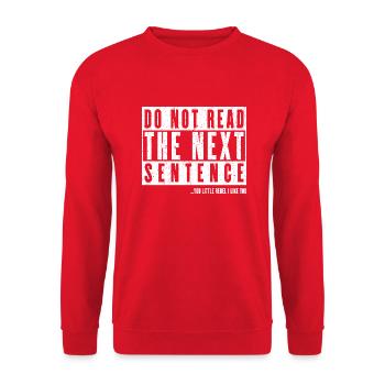 Cool Saying: Do Not Read - Funny Design - Unisex Sweatshirt - red - Front - Alina (178cm) & Michal (187cm)
