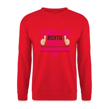 Schornsteinfegerin | Kaminkehrer | Handwerk - Unisex Pullover - Rot - Vorne - Alina (178cm) & Michal (187cm)