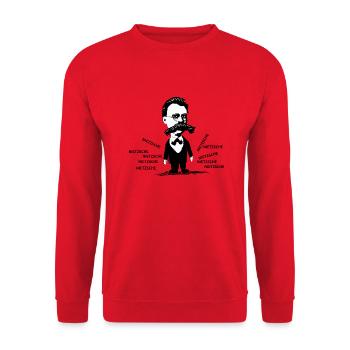 Nietzsche - Unisex Sweatshirt - red - Front - Alina (178cm) & Michal (187cm)