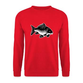 Karpfen schwarz-weiß - Unisex Pullover - Rot - Vorne - Alina (178cm) & Michal (187cm)