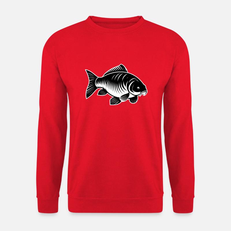 Karpfen schwarz-weiß - Unisex Pullover - Rot