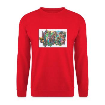 240626 02 - Unisex Pullover - Rot - Vorne - Alina (178cm) & Michal (187cm)