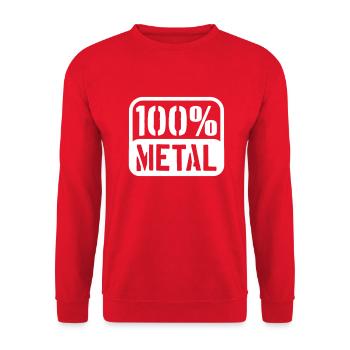 100 % Prozent Heavy Metal Musik Stempel Text Logo - Unisex Pullover - Rot - Vorne - Alina (178cm) & Michal (187cm)