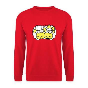 2 Schafe Pärchen Valentinstag Freunde Verliebt - Unisex Pullover - Rot - Vorne - Alina (178cm) & Michal (187cm)