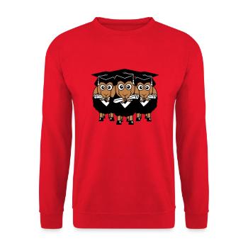 3 Schafe Zeugnis College Abi Drei Schüler Team - Unisex Pullover - Rot - Vorne - Alina (178cm) & Michal (187cm)
