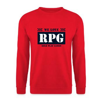 Wir lieben epische Role Play Games - Unisex Pullover - Rot - Vorne - Alina (178cm) & Michal (187cm)