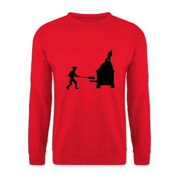 Silhouette Pizza Baker - Unisex Sweatshirt - red - Front - Alina (178cm) & Michal (187cm)