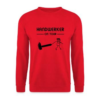 Handwerker On Tour - Mann Hammer Bauen - Unisex Pullover - Rot - Vorne - Alina (178cm) & Michal (187cm)