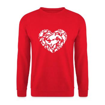 Orca Whale Heart - Unisex Pullover - Rot - Vorne - Alina (178cm) & Michal (187cm)