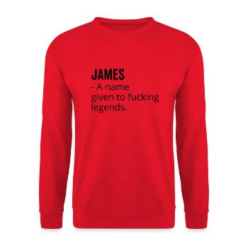 James ein Name für verdammte Legenden - Unisex Pullover - Rot - Vorne - Alina (178cm) & Michal (187cm)