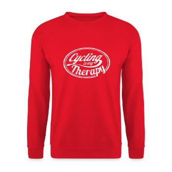 Fahrrad Mountainbike Cycling is my therapy - Unisex Pullover - Rot - Vorne - Alina (178cm) & Michal (187cm)