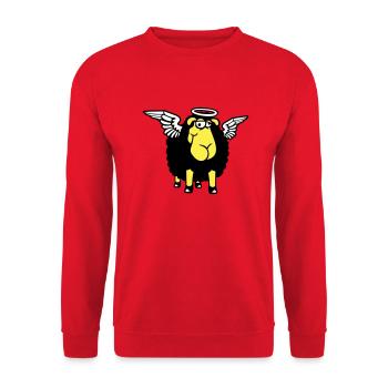 Schaf Engel Flügel Himmel Heiligenschein Heilig - Unisex Pullover - Rot - Vorne - Alina (178cm) & Michal (187cm)