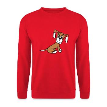 chien assis mignon petit chiot heureux animal de compagnie - Sweat-shirt Unisexe - rouge - Devant - Alina (178cm) & Michal (187cm)
