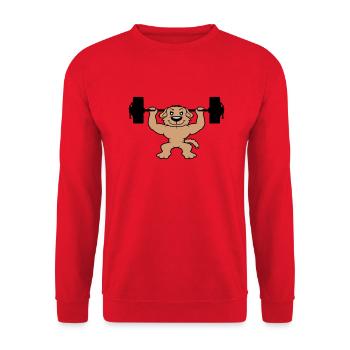 Dog Bodybuilder Strong Muscles Gym Weightlifting - Unisex Sweatshirt - red - Front - Alina (178cm) & Michal (187cm)