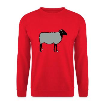 schaf, schafe, lamm, lämmer, heidschnucke - Unisex Pullover - Rot - Vorne - Alina (178cm) & Michal (187cm)