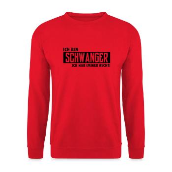 ich bin schwanger ich hab immer recht - Unisex Pullover - Rot - Vorne - Alina (178cm) & Michal (187cm)