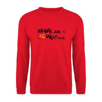 Musik an Welt aus - Unisex Pullover - Rot - Vorne - Alina (178cm) & Michal (187cm)