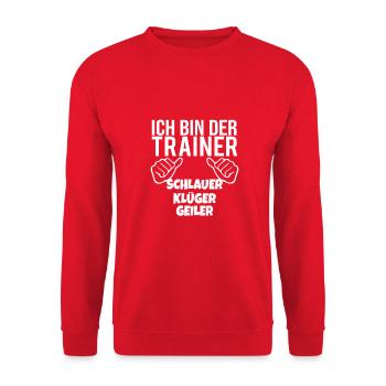 Fußballtrainer Spruch Bester Trainer Fußballcoach - Unisex Pullover - Rot - Vorne - Alina (178cm) & Michal (187cm)