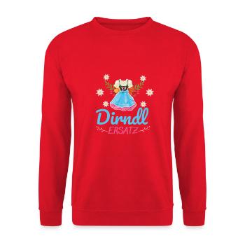 Lustiges Damen Ersatz Dirndl - Unisex Pullover - Rot - Vorne - Alina (178cm) & Michal (187cm)