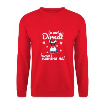 In Mei Dirndl Kumm I Nimma Nei | - Unisex Pullover - Rot - Vorne - Alina (178cm) & Michal (187cm)