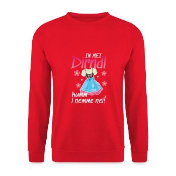 In Mei Dirndl Kumm I Nimma Nei | - Unisex Pullover - Rot - Vorne - Alina (178cm) & Michal (187cm)
