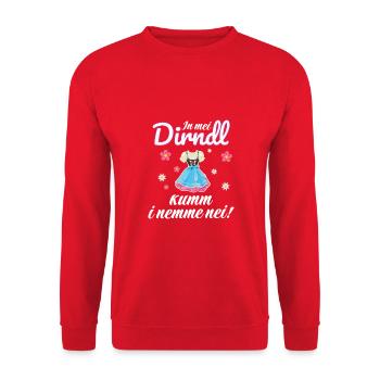 In Mei Dirndl Kumm I Nimma Nei | - Unisex Pullover - Rot - Vorne - Alina (178cm) & Michal (187cm)