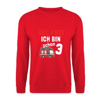 Kindergeburtstag 3 Jährige Feuerwehr Auto - Unisex Pullover - Rot - Vorne - Alina (178cm) & Michal (187cm)