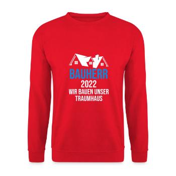 Bauherr Hausbau Eigenheim Richtfest 2022 - Unisex Pullover - Rot - Vorne - Alina (178cm) & Michal (187cm)