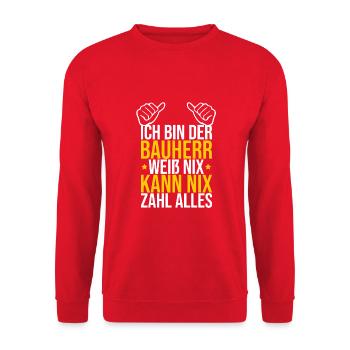 Bauherr Hausbau Eigenheim Richtfest 2022 - Unisex Pullover - Rot - Vorne - Alina (178cm) & Michal (187cm)
