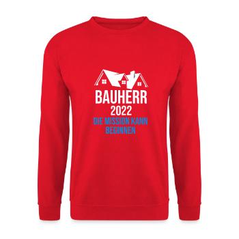 Bauherr Hausbau Eigenheim Richtfest 2022 - Unisex Pullover - Rot - Vorne - Alina (178cm) & Michal (187cm)