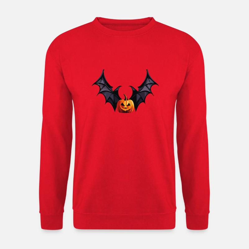 Fledermaus-Kürbiskopf mit schaurigen Flügeln - Unisex Pullover - Rot