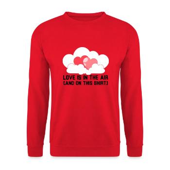 Liebe liegt in der Luft (und auf diesem Hemd) - Unisex Pullover - Rot - Vorne - Alina (178cm) & Michal (187cm)