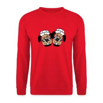 2 DJ chiens lunettes de soleil adolescent casquette casquette équipe - Sweat-shirt Unisexe - rouge - Devant - Alina (178cm) & Michal (187cm)