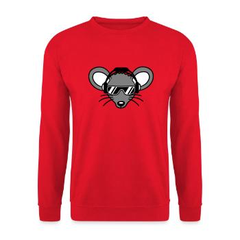 Maus Sonnenbrille Cool Kopfhörer Party Musik hören - Unisex Pullover - Rot - Vorne - Alina (178cm) & Michal (187cm)